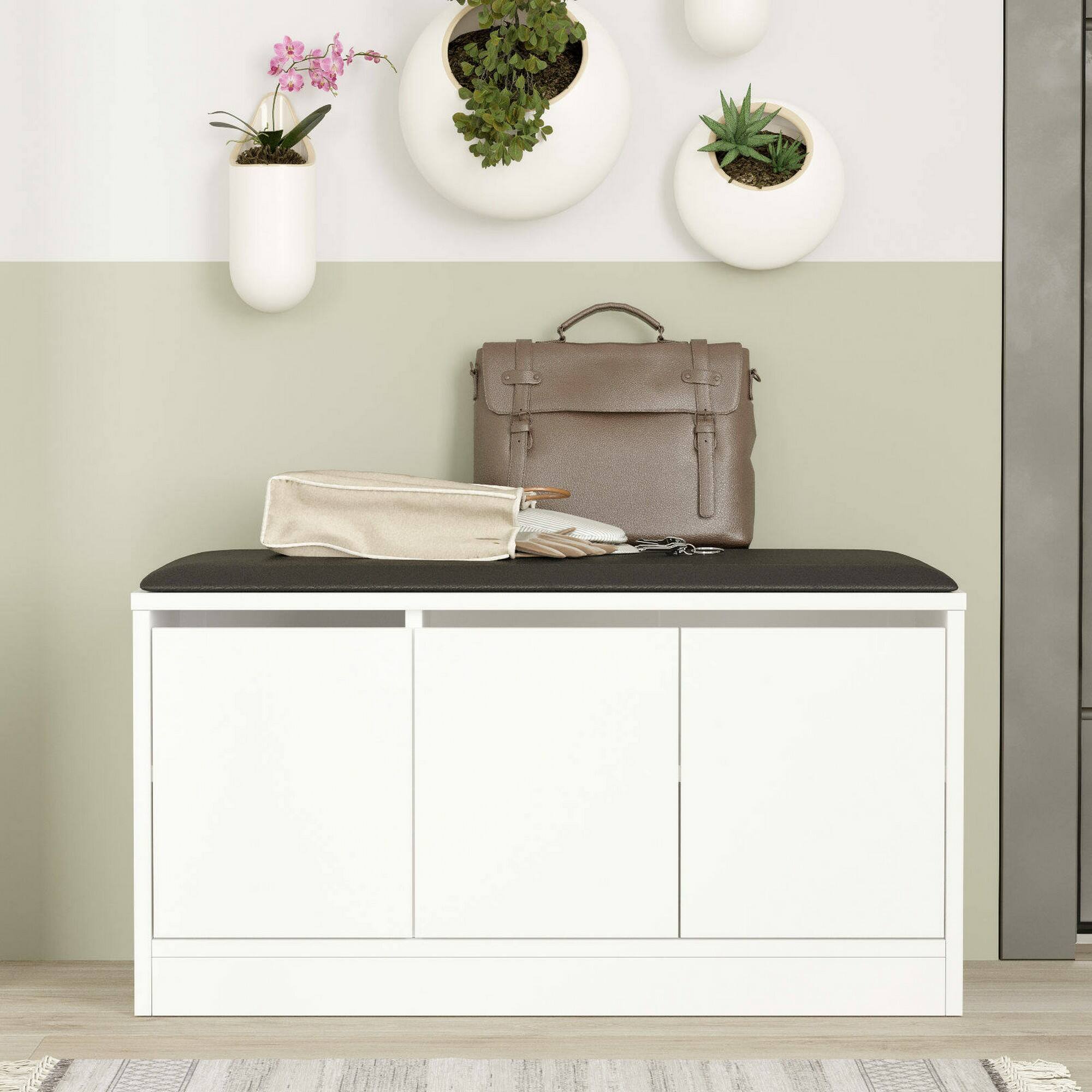 Scarpiera Dpirrell, Mobile portascarpe, Armadio da ingresso multiuso, Mobiletto per calzature, 90x36h46 cm, Bianco