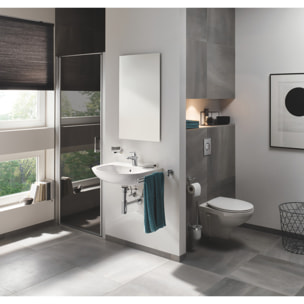 Pack Bati-support Geberit UP100 + Plaque Delta50 chrome + Cuvette Grohe BauClassic suspendue sans bride (BauClassicGeb2)