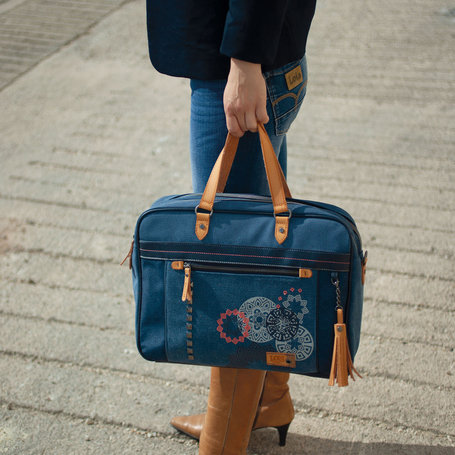 Bolso Maletin Portaordenador Mujer Lois Pasadena Azul