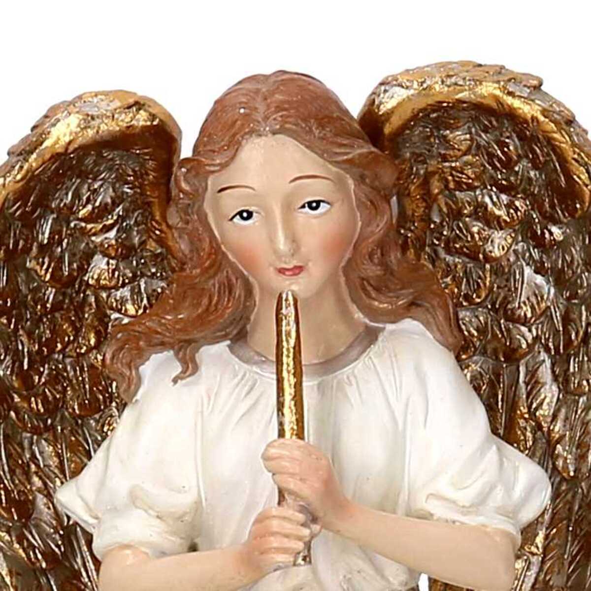 Angelo in resina bianco e oro cm12,5x11,5h25,5