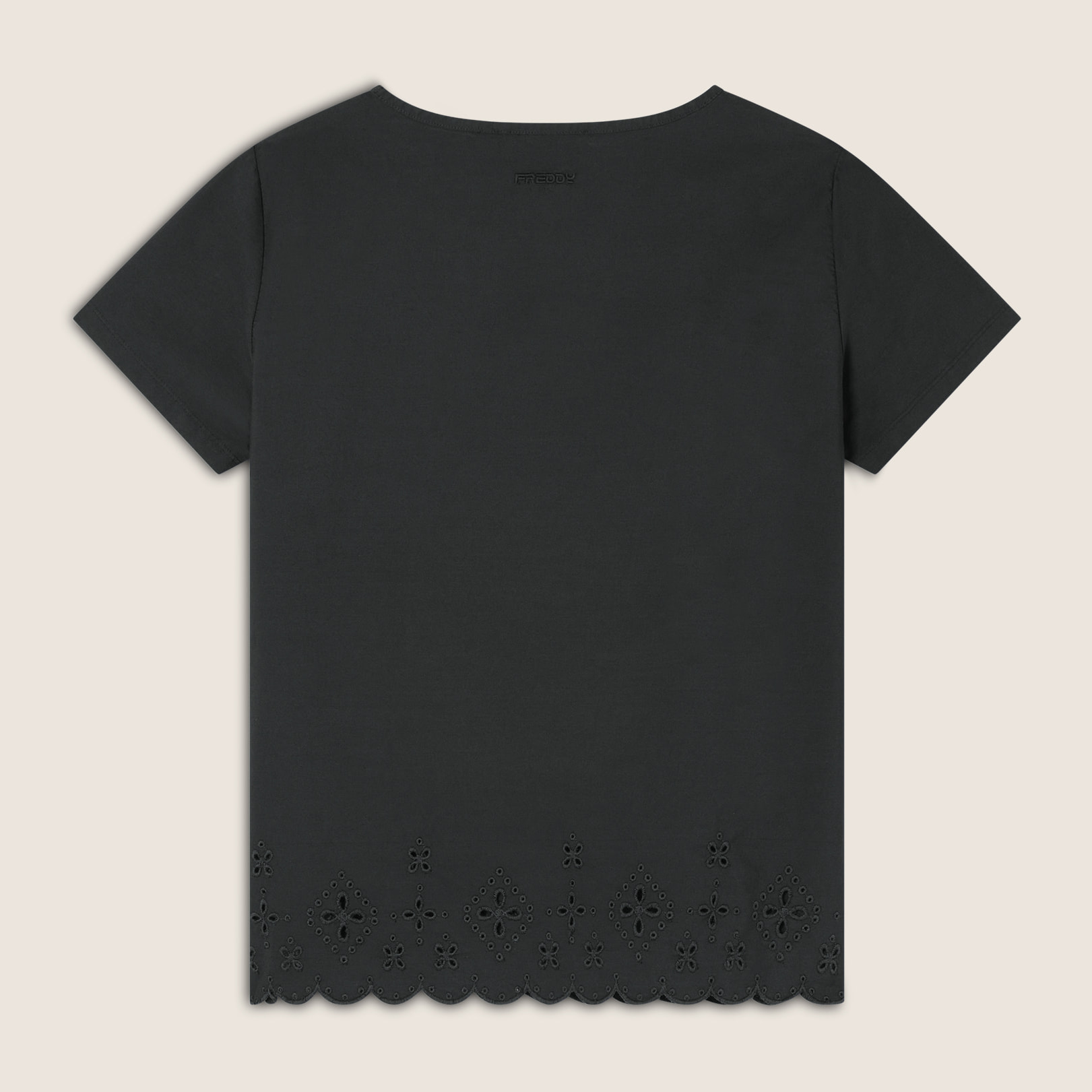 T-shirt regular in cotone con ricami Sangallo