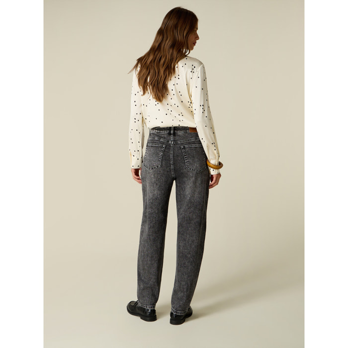 Oltre - Jeans boyfit stone washed - Grigio