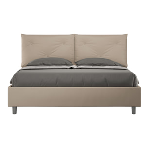 Letto matrimoniale con rete imbottito 160x210 similpelle tortora Appia