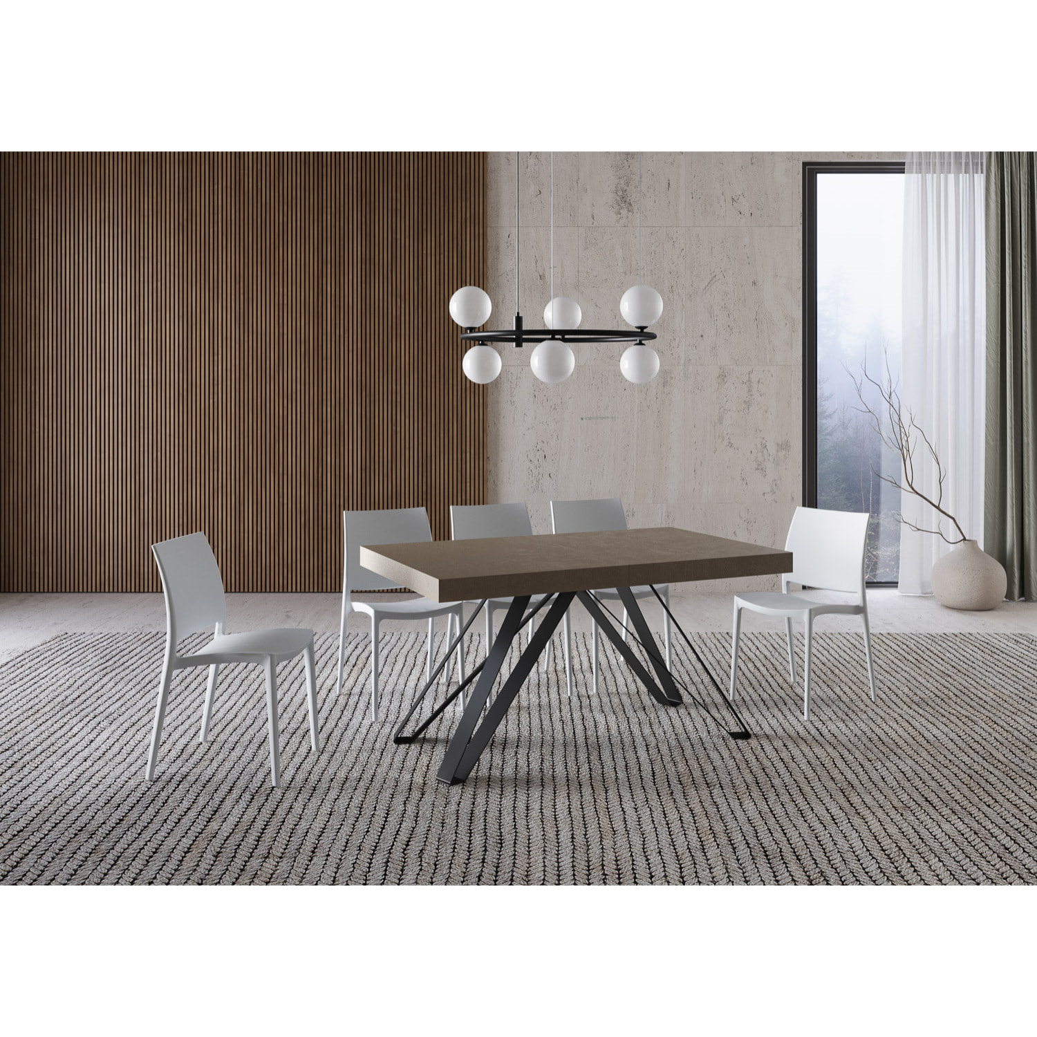 Table extensible 90x160/264 cm Terium taupe pieds anthracite