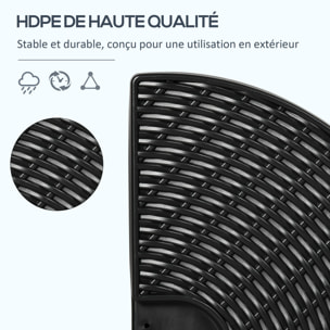 Pied de parasol lot de 4 dalles pour parasol à lester dim. tot. 100L x 100l x 8H cm HDPE aspect rotin noir