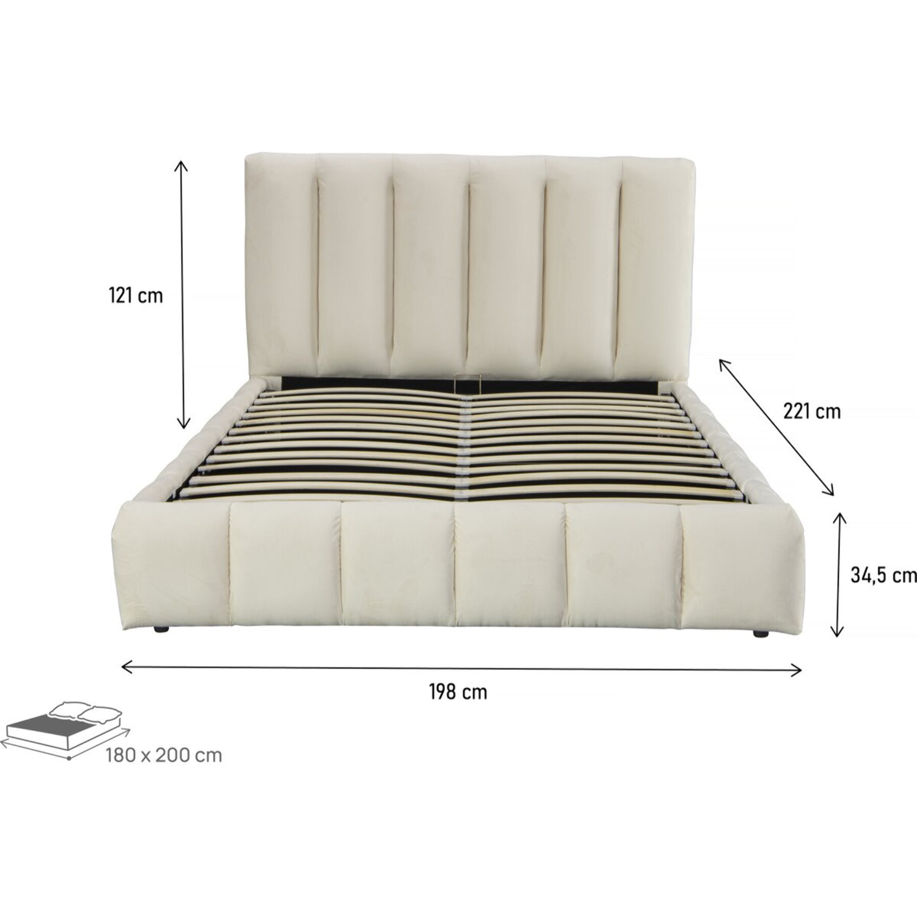 Lit avec coffre "Annie" 180 x 200 cm - Beige