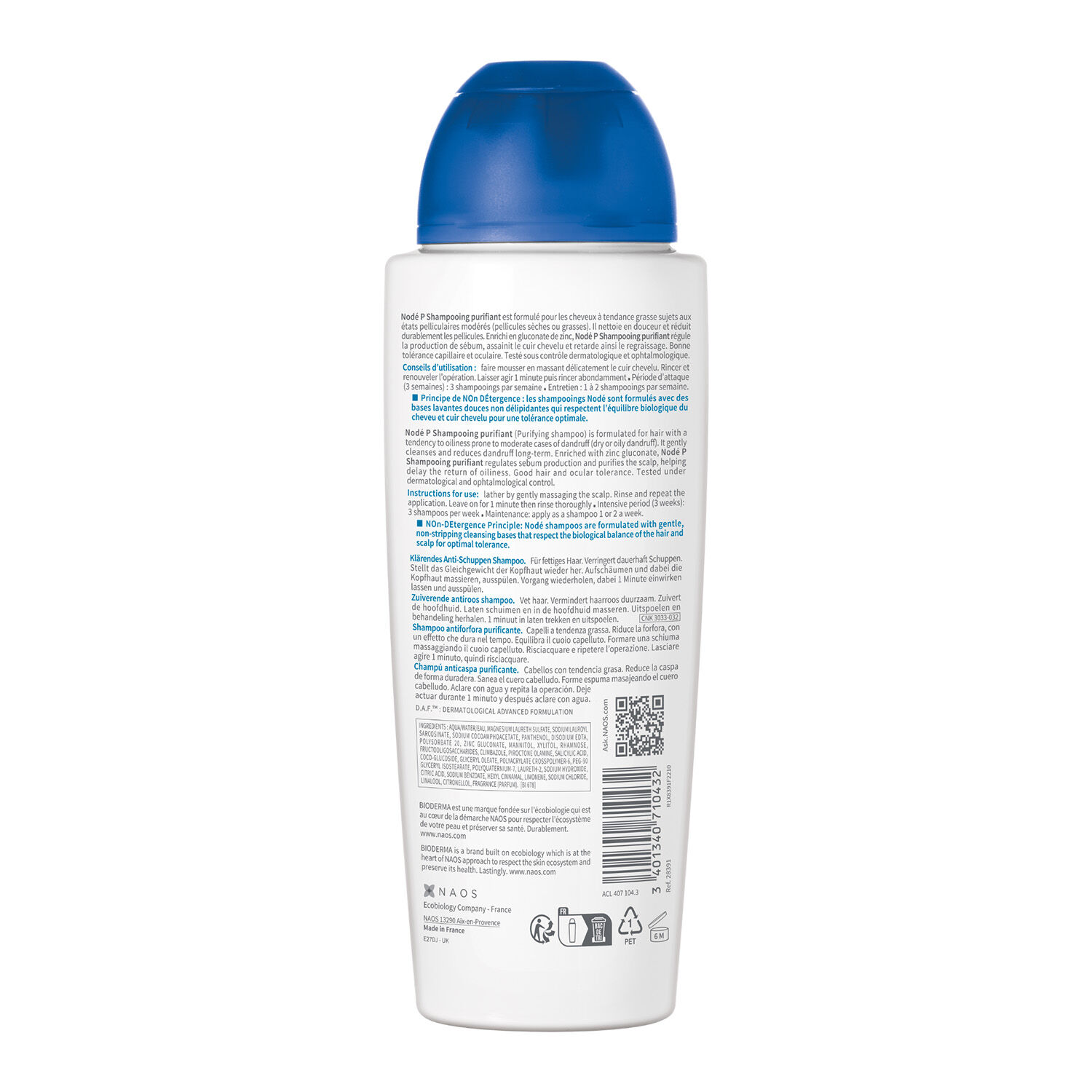 Nodé P Shampooing - Antipelliculaire Purifiant - Cheveux à Tendance Grasse 400ml