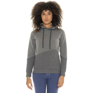 Felpa invernale donna con cappuccio pull on, inserti in treccia Leone 1947 Braid