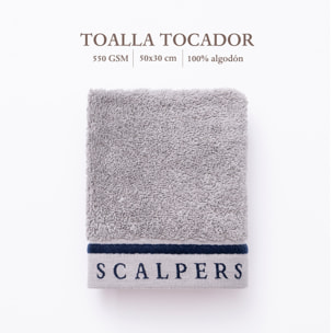 Juego de 3 toalllas (50x100cm + 30x50cm + 90x150cm) gris con rayas scalpers home