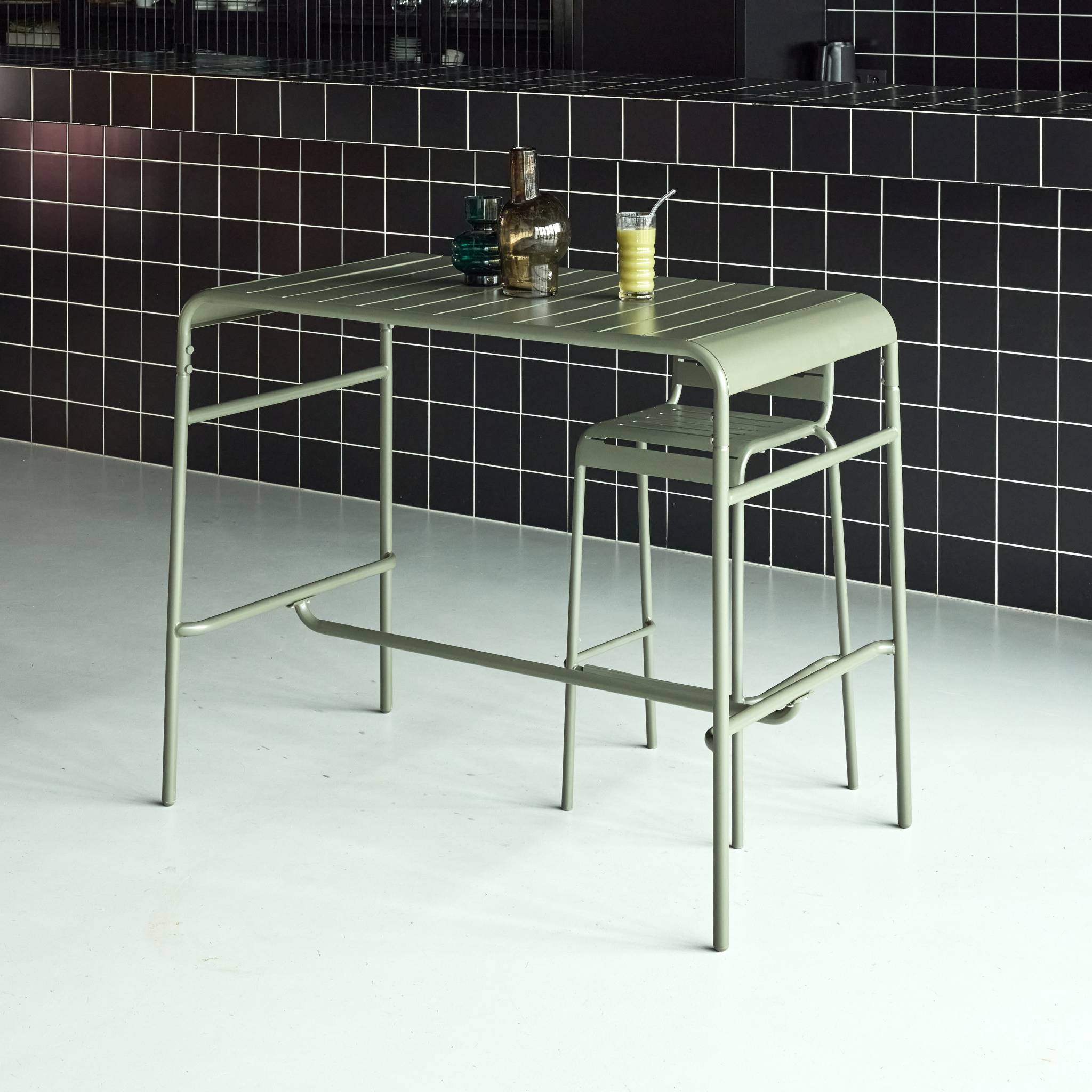 Table haute de jardin métal 4 places AMÉLIA