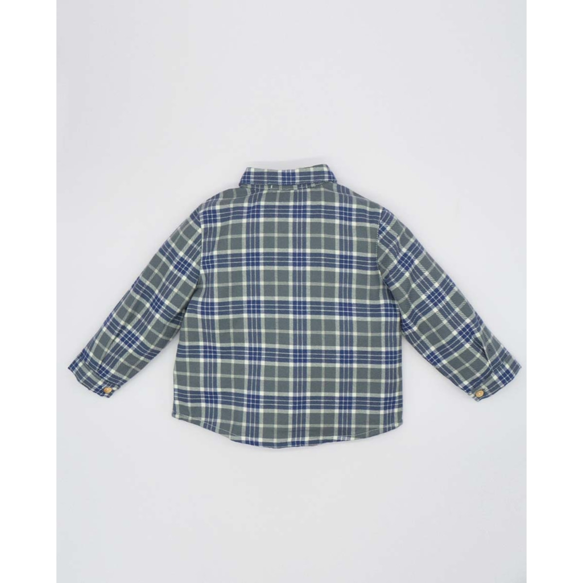 Camisa cuello camisero cuadros verde y azul