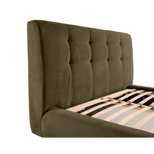 Onyx - lit coffre - 160x200 cm - en velours côtelé - sommier inclus - Vert