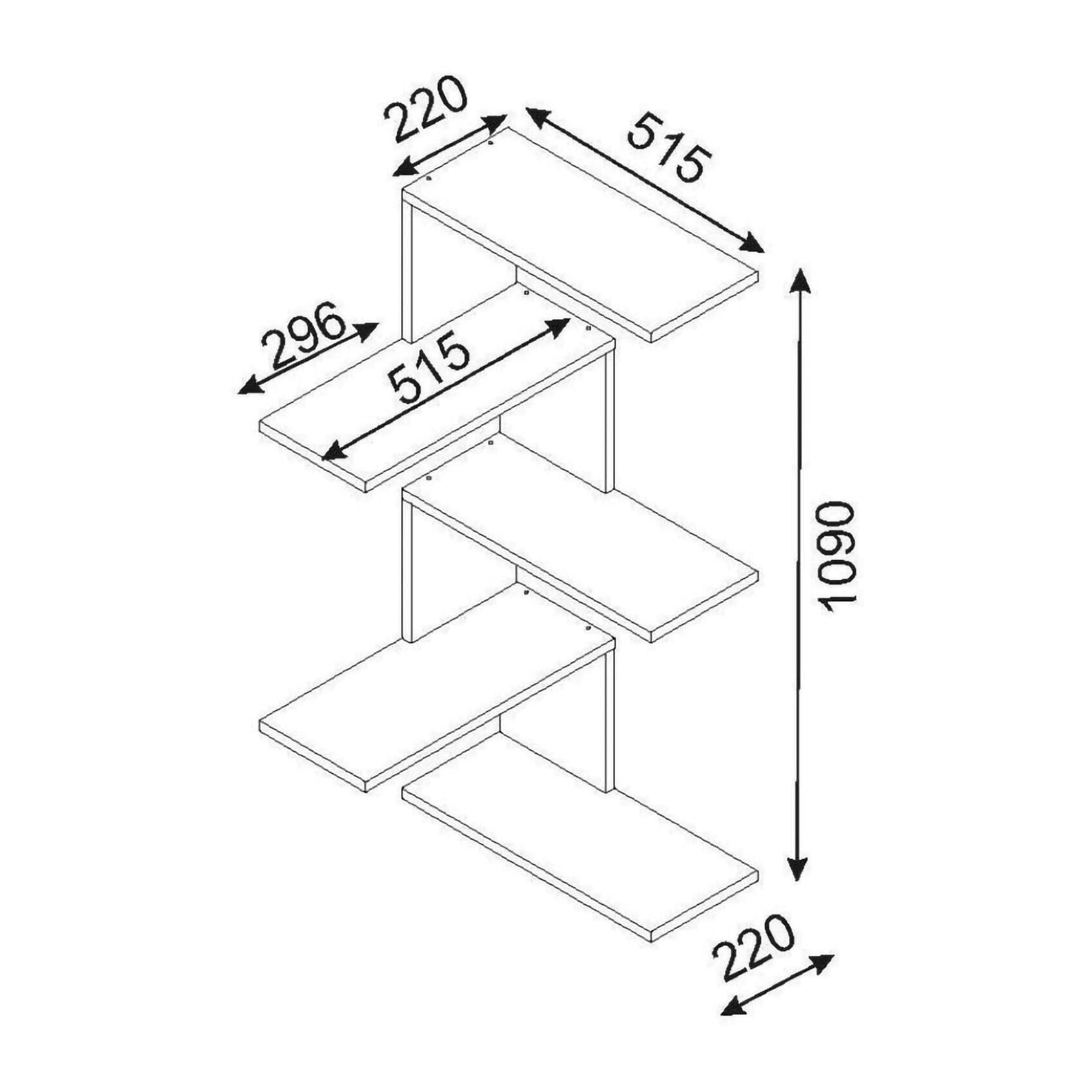 Mensola Dmacr, Scaffale, Ripiano a muro, Scaffalatura multiuso, 52x30h109 cm, Noce