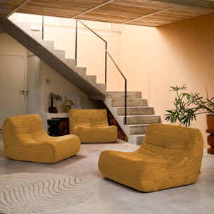 Chauffeuse velours côtelé 3 places moutarde L 91 x P 105 x H 72 cm - SOKOL