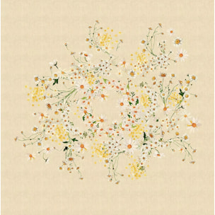 Nappe lin & coton lavé 150 g/m² imprimé jaune beige Daisy chanvre