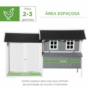 Gallinero de Madera Exterior Jaula para 2-3 Gallinas con Corral de Alambre Nido Techo Asfáltico Bandeja Extraíble 2 Perchas y Rampa 209,5x96x123 cm Gris Azulado