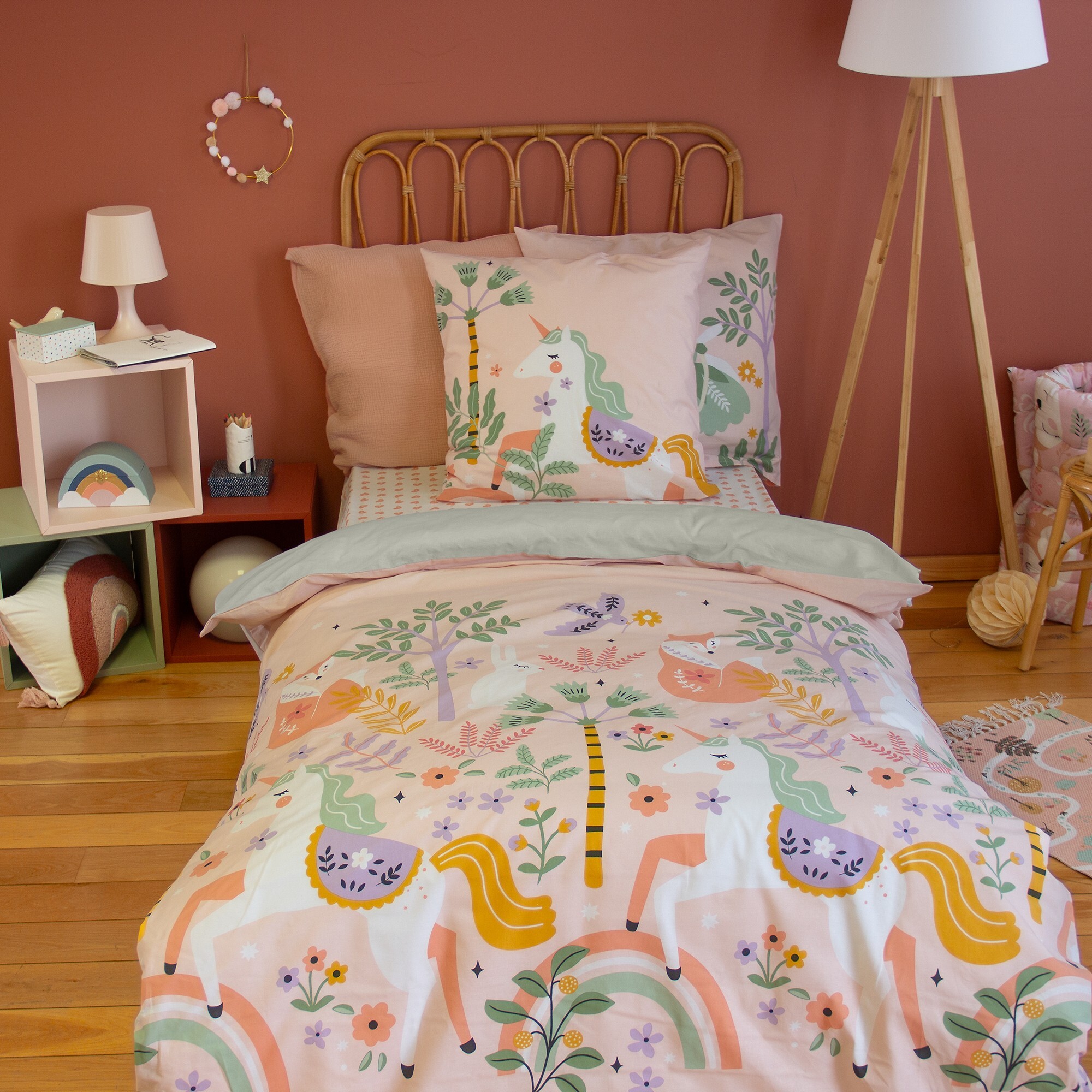 Parure de lit enfant 100% coton - LICORNE