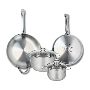 Ensemble de 2 Poêles de cuisson 28 et 32 cm et 2 faitouts 16 et 20 cm Elo Profi Brillant