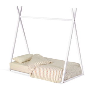 Cama tipi Maralis de madera maciza de haya con acabado blanco para colchón de 70 x 140 cm