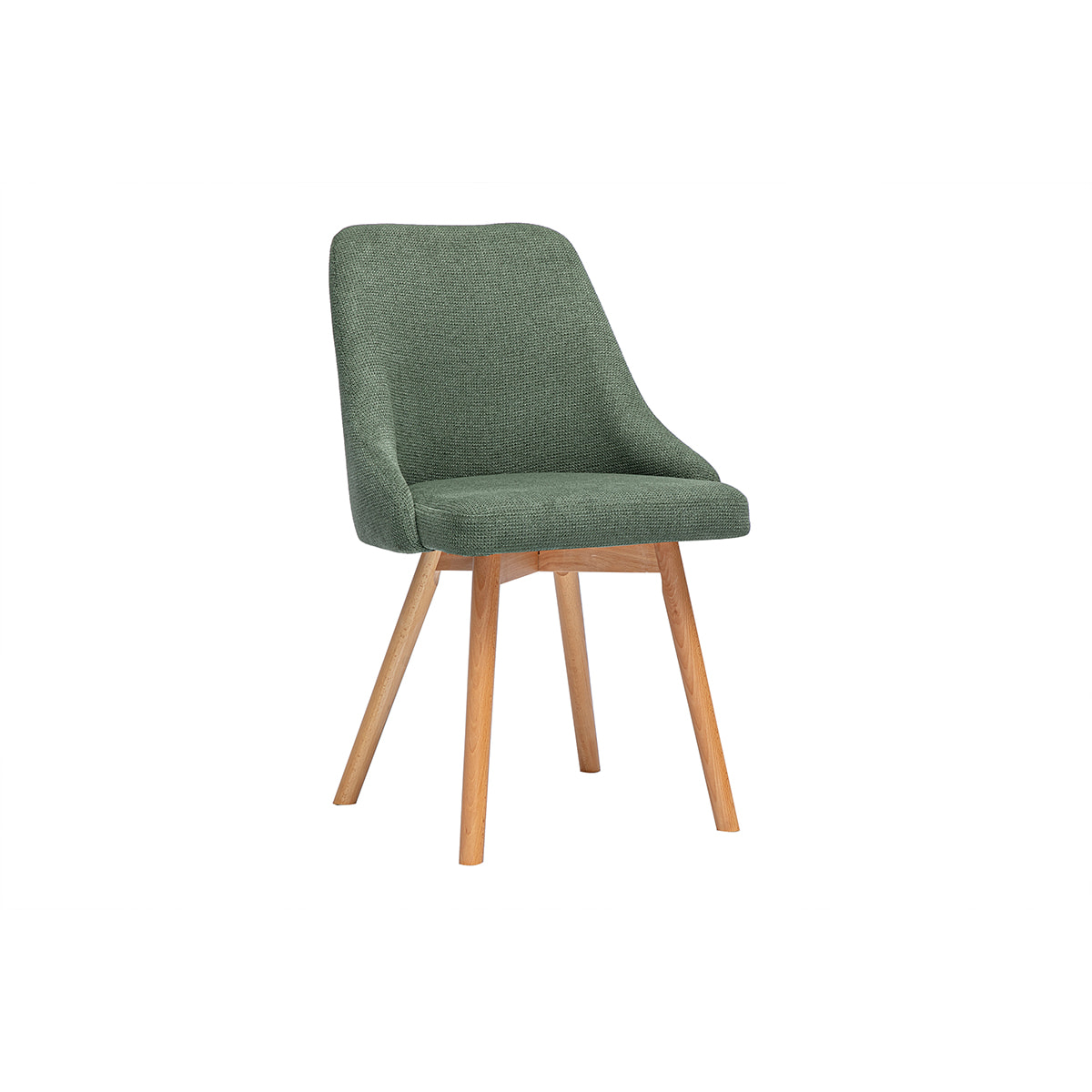 Chaises scandinaves en tissu chenille vert kaki et bois clair (lot de 2) HASTA
