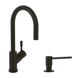 Robinet cuisine Umbrella flex + Distributeur de savon Noir mat