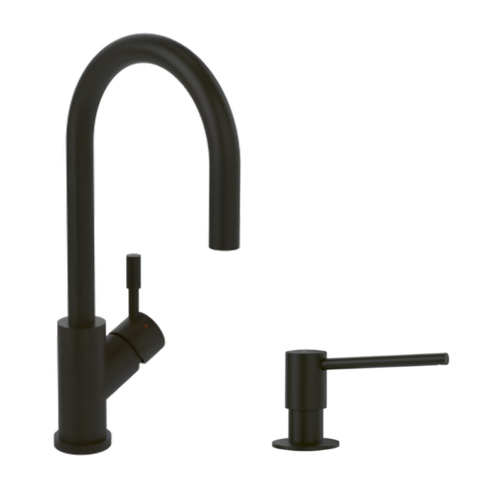 Robinet cuisine Umbrella flex + Distributeur de savon Noir mat