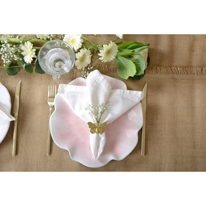 Lot de 6 Assiette à dessert rose en mélamine 23x23x2cm