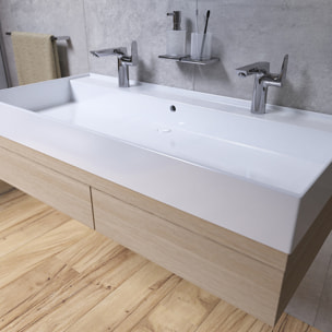 Infinitio Lavabo 2 Trous en Céramique, 121,4 x 46,9cm, Blanc  (SATINF12046)