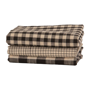 Lot de 3 torchons à carreaux en coton - Gris anthracite