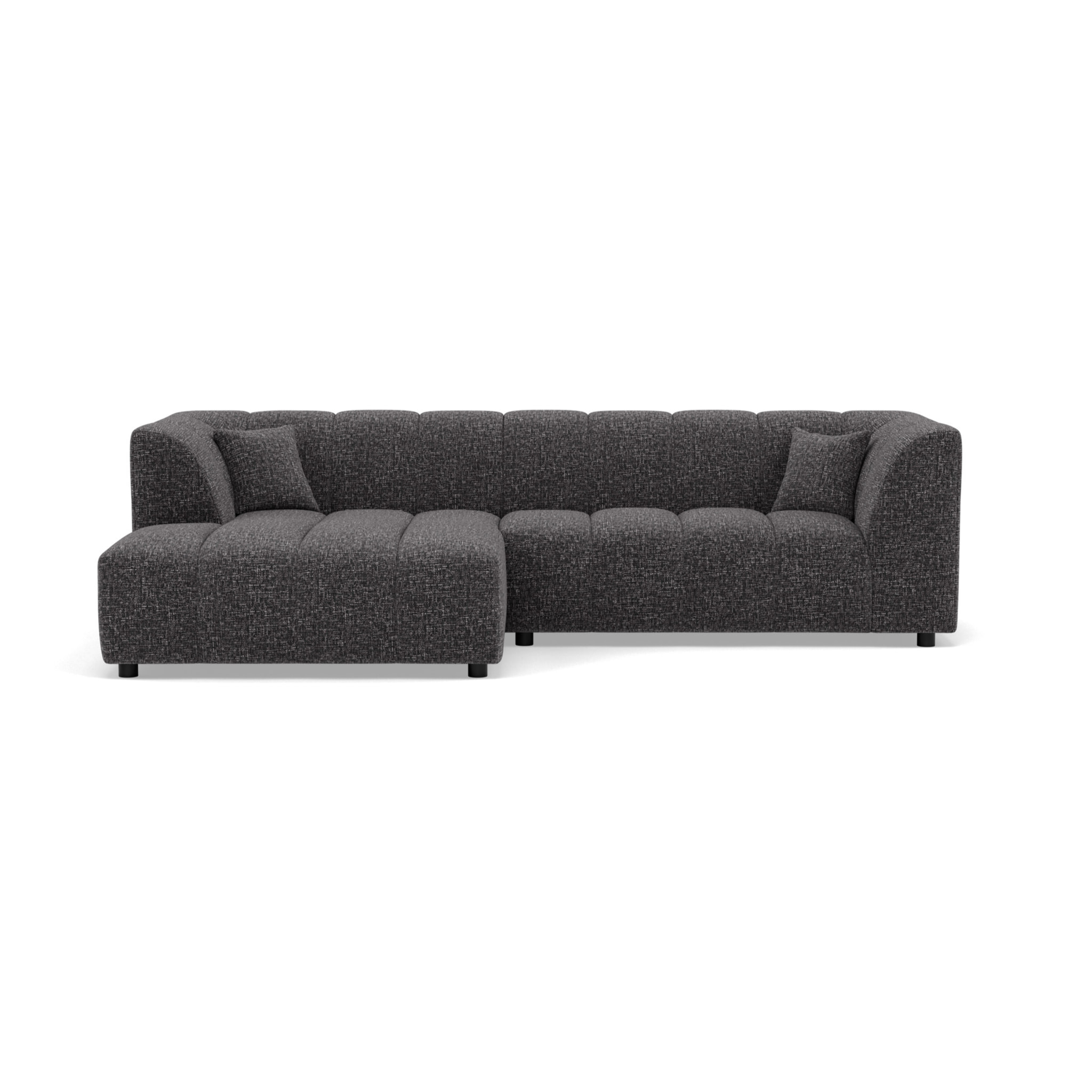 Curtis - canapé d'angle gauche 4 places avec accoudoir en tissu texturé - Gris foncé