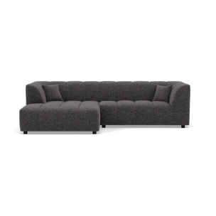 Curtis - canapé d'angle gauche 4 places avec accoudoir en tissu texturé - Gris foncé