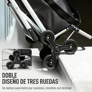 Carrito de Compra Plegable 3 en 1 de 40 L de Aluminio con Asiento Colapsable, Bolsa Térmica Extraíble, Carro de la Compra con 6 Ruedas y Asa Ajustable, para Supermercado, Negro