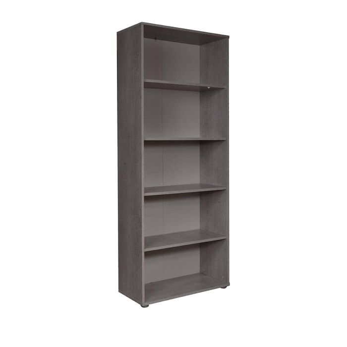 Libreria a 4 ripiani, Scaffale semplice per Libri, Libreria portaoggetti da ufficio, cm 79x34h188, colore Cemento