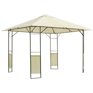 Carpa Cenador Jardín de Acero y Poliéster 3x3x2,6 m Crema