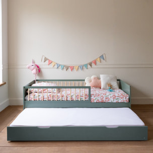 Lit gigogne pour enfant 190x90cm vert ADAM