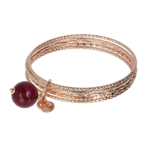 Bracciale Multifilo Rigido con Pietra Naturale Tonda Agata Rossa