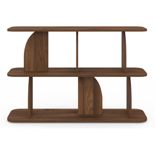 Etagère basse Japandi destructurée effet noyer