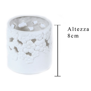 Bicchiere Portacandela In Ceramica. Altezza 8 Cm - Pezzi 6 - 8X8X8cm - Colore: Bianco - Bianchi Dino - Decori Casa E Complementi