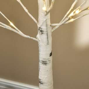 Arbre lumineux LED bouleau - décoration lumineuse - 96 LEDS blanc chaud - norme IP 44 - usage intérieur/extérieur - 1,8H m - métal PP blanc