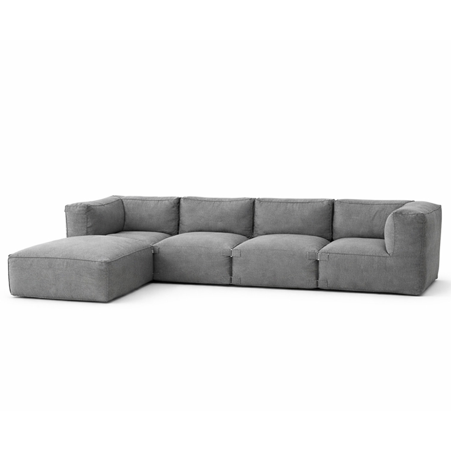 VERONE Salon de jardin modulable 5 places gris en tissu déperlant