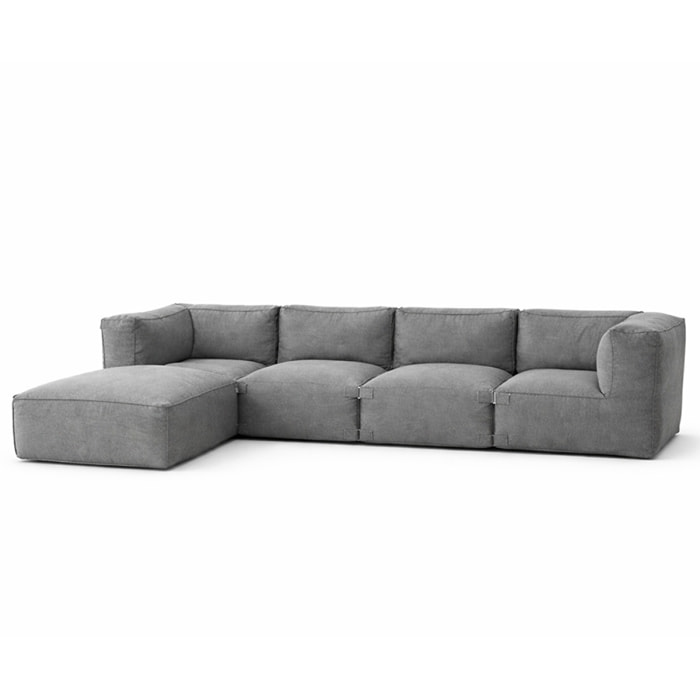 VERONE Salon de jardin modulable 5 places gris en tissu déperlant