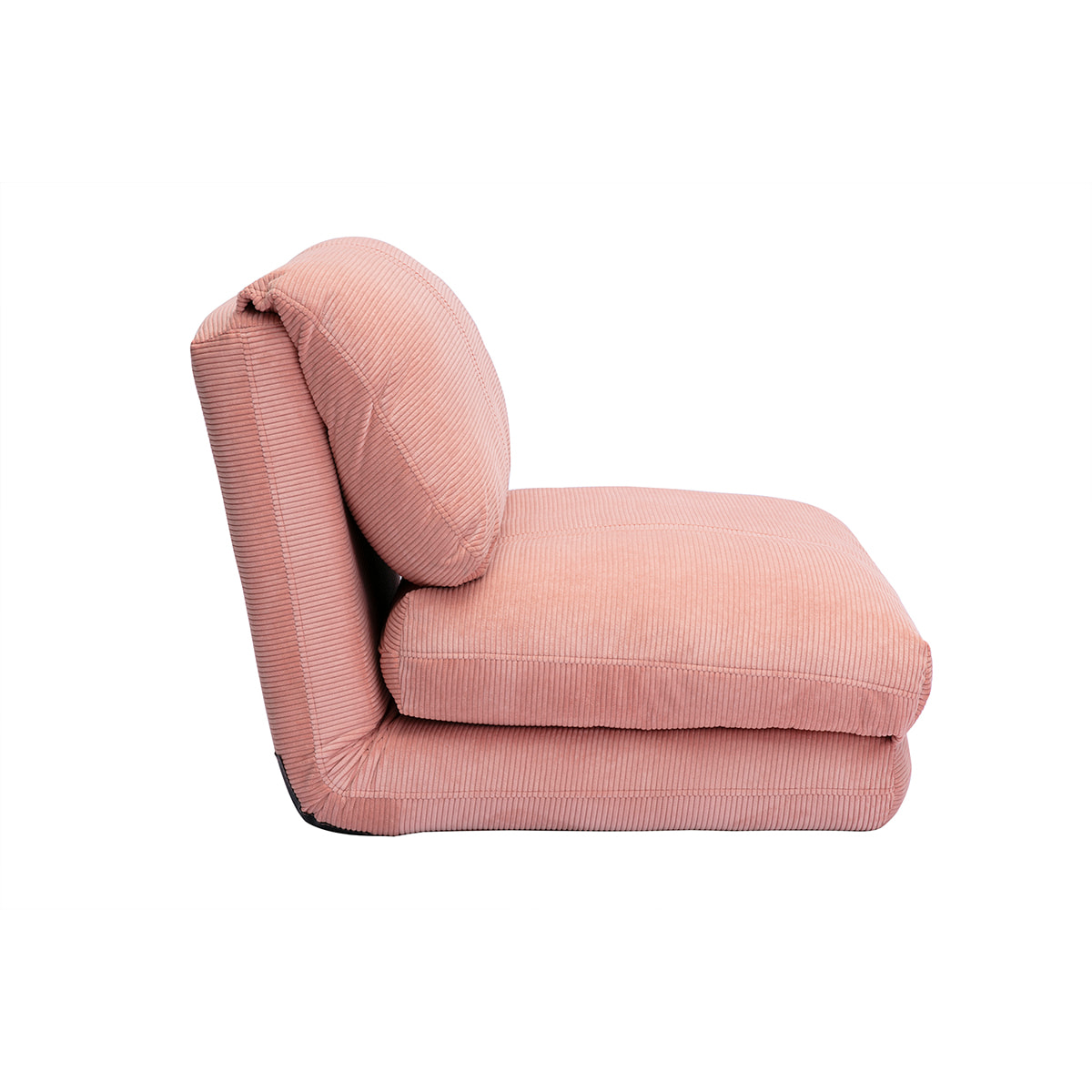Chauffeuse 1 place convertible en tissu velours côtelé rose SPENCER