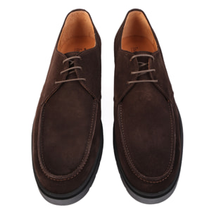 Derby stringate in camoscio con fondo light