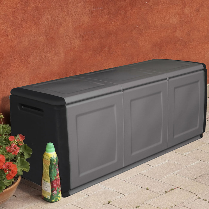 Baúl en polipropileno de 138x57x53cm - 330L color gris oscuro y negro