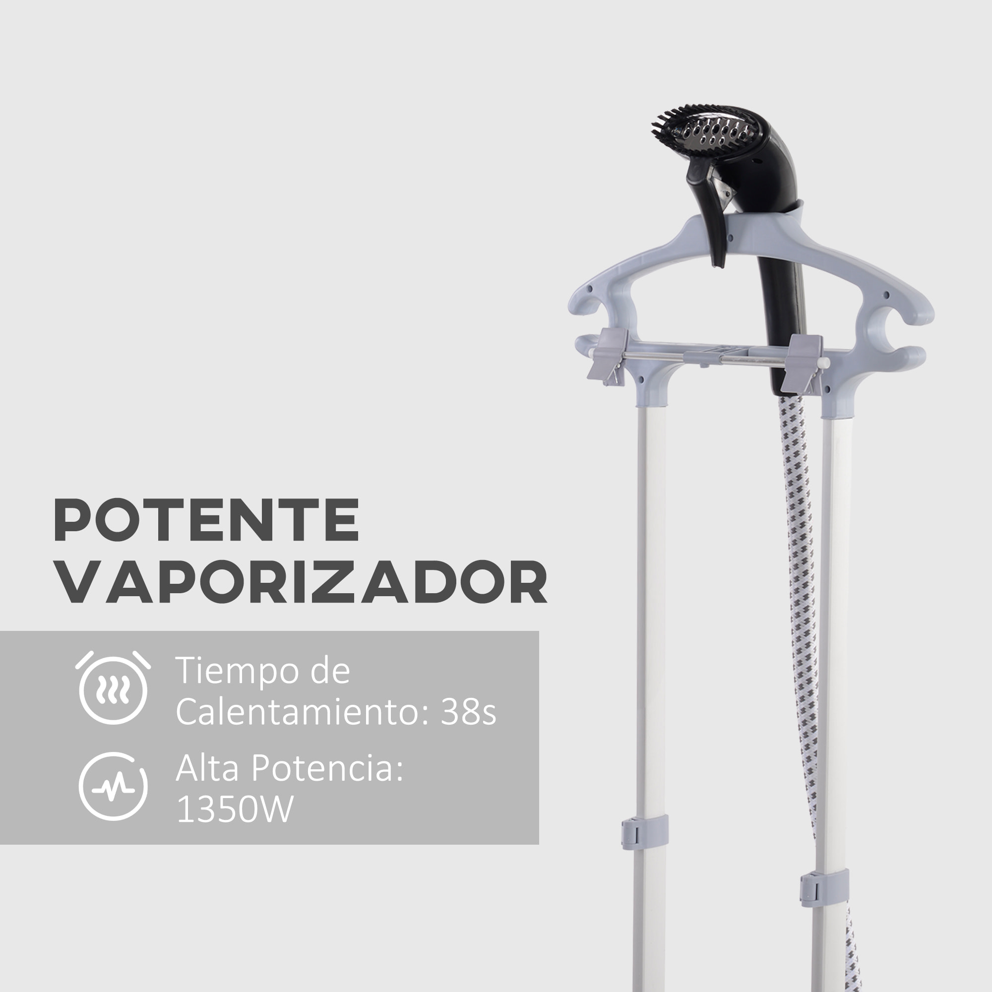 Plancha Vertical 1950W 2 L Plancha de Vapor Vertical con Temperatura Ajustable en 11 Niveles y Barra Telescópica Centro de Planchado Vertical para Hogar Oficina Negro