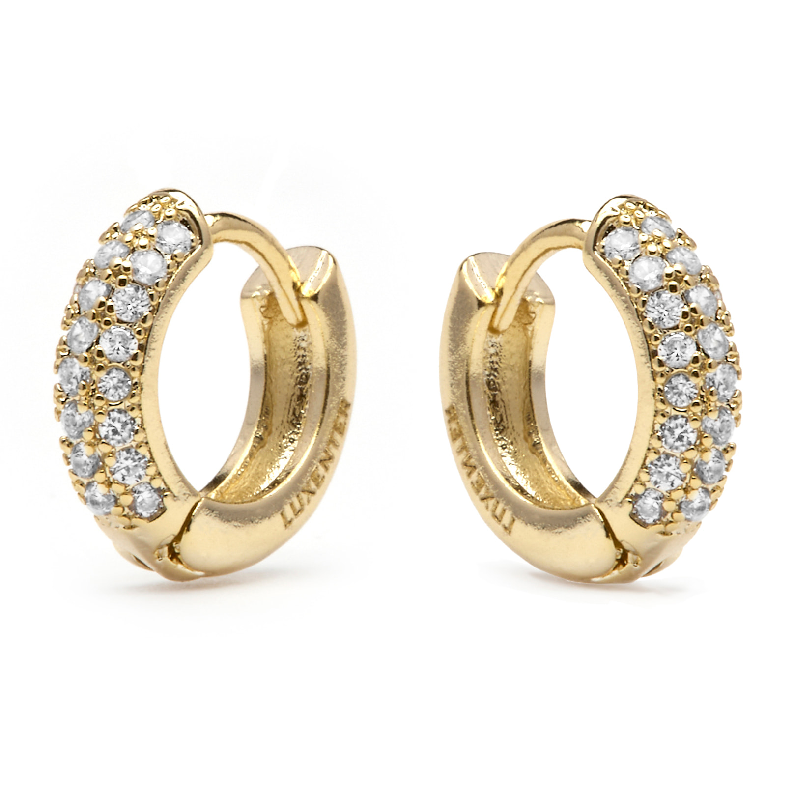 Pendientes de 9mm de diámetro acabado oro amarillo de 18k y Circonita Brillante