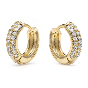 Pendientes de 9mm de diámetro acabado oro amarillo de 18k y Circonita Brillante
