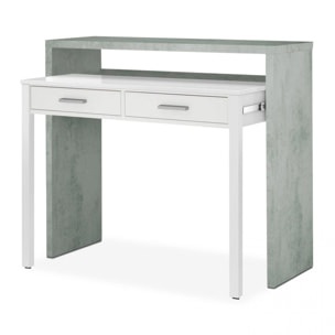 Mesa de escritorio extensible Zira Blanco Artik (Blanco Mate) - Gris Cemento
