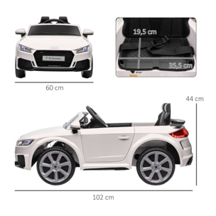 Audi TT Eléctrico Infantil Coche Juguete Niño 3 Años+ con Mando a Distancia con Música y Luces Modos de Aprendizaje Batería 12V Doble Apertura de Puerta 102x60x44 cmBlanco