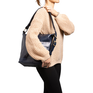 Borsa a secchiello  da donna In Vera pelle Made in Italy 34x33x15 cm